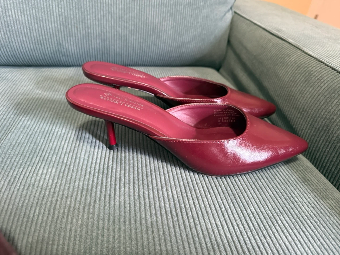 Call It Spring Maroon Kitten Heel Mules - photo 2