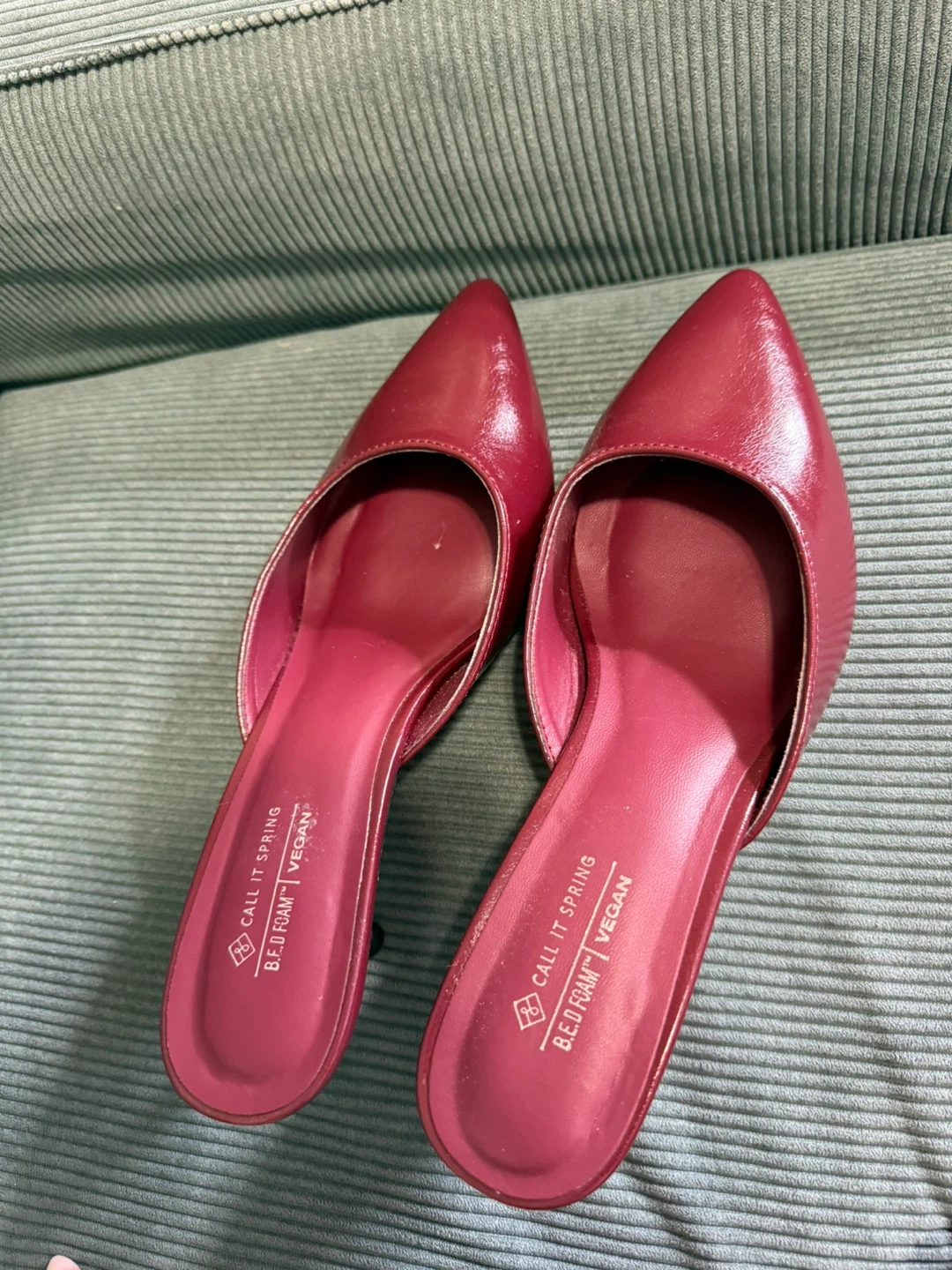 Call It Spring Maroon Kitten Heel Mules - photo 3