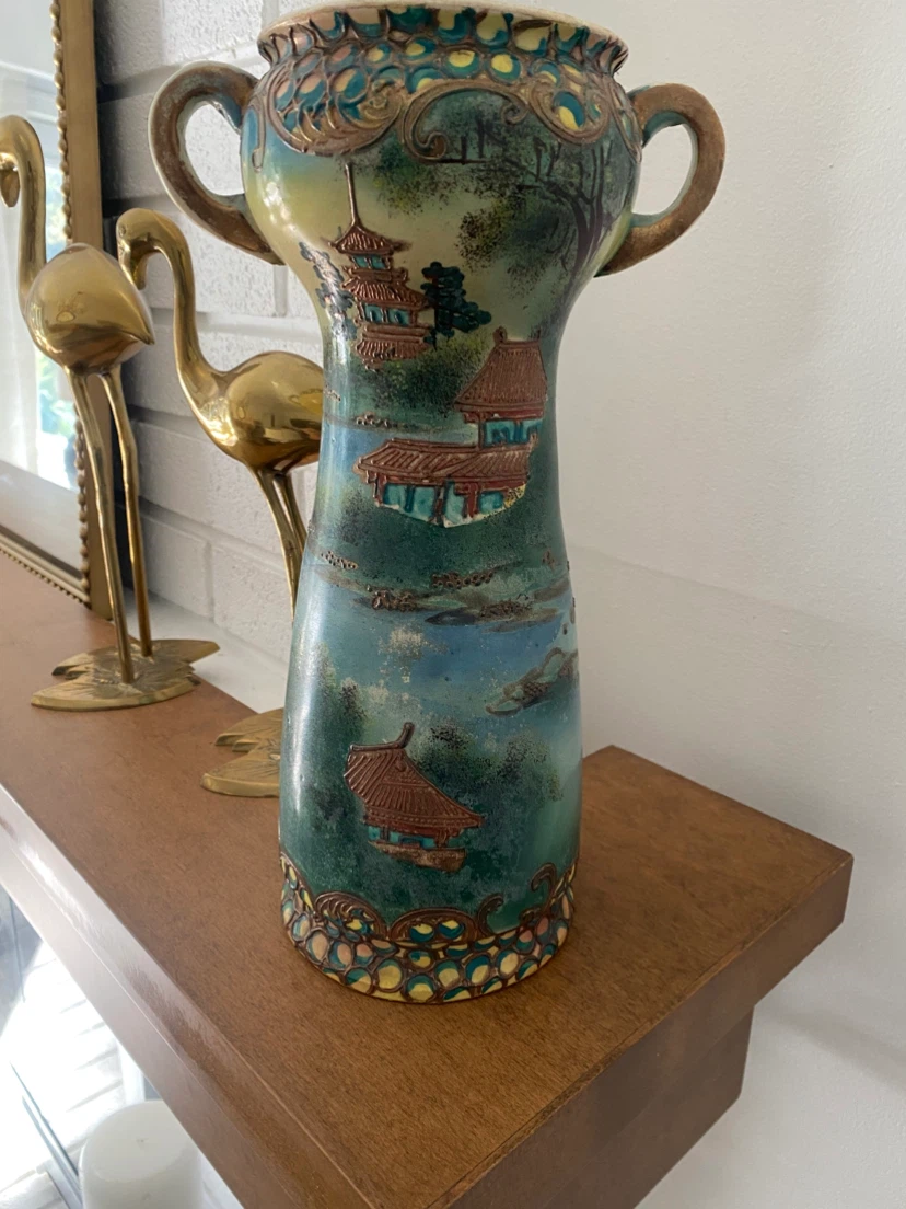 Vintage Ceramic Landscape Vase