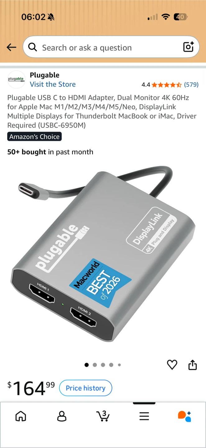 Plugable USB-C to Dual HDMI Adapter USBC-6950M