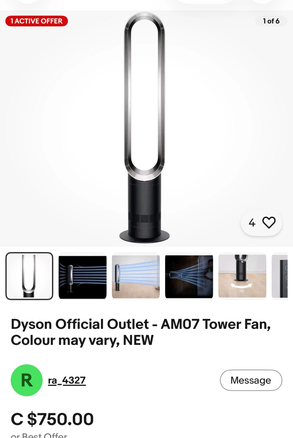 Dyson AM07 Tower Fan with remote