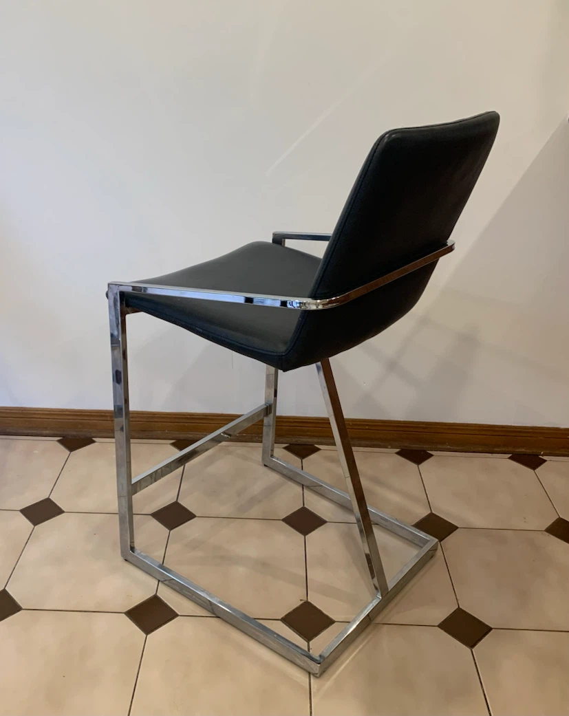 Two Modern Black & Chrome Bar Stools - photo 2