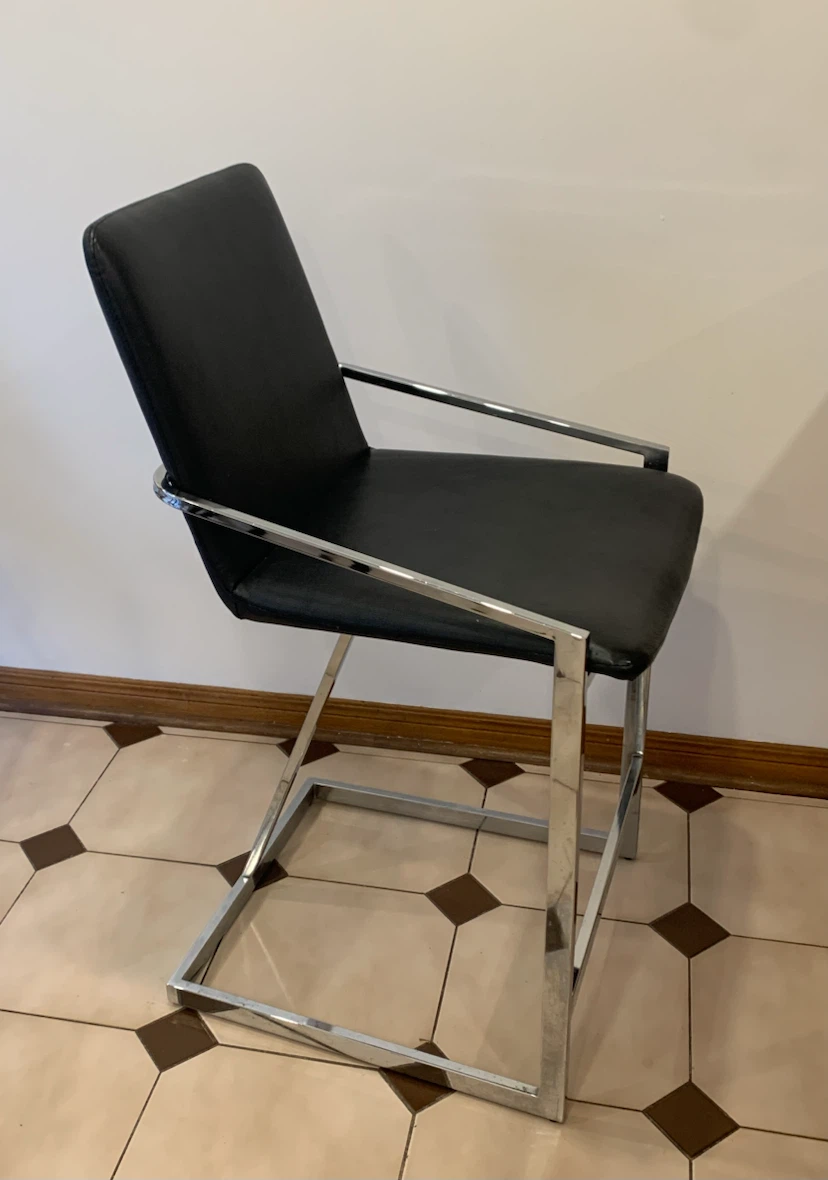 Two Modern Black & Chrome Bar Stools - photo 3