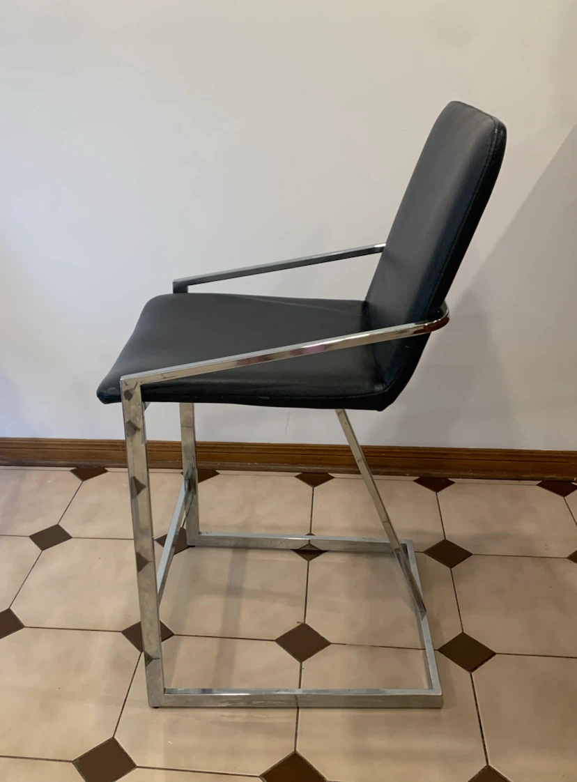 Two Modern Black & Chrome Bar Stools - photo 4