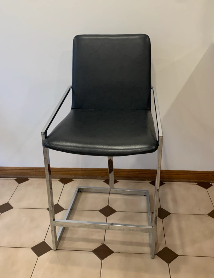 Two Modern Black & Chrome Bar Stools - photo 5