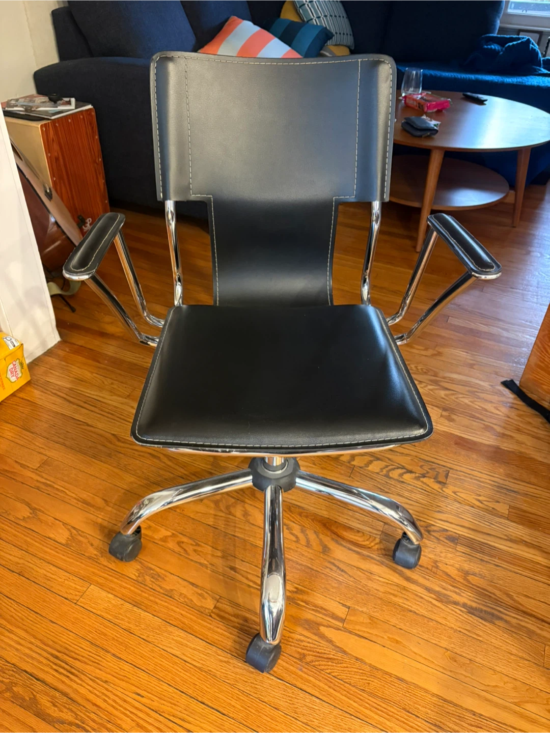 Black faux leather swivel office chair (X2)