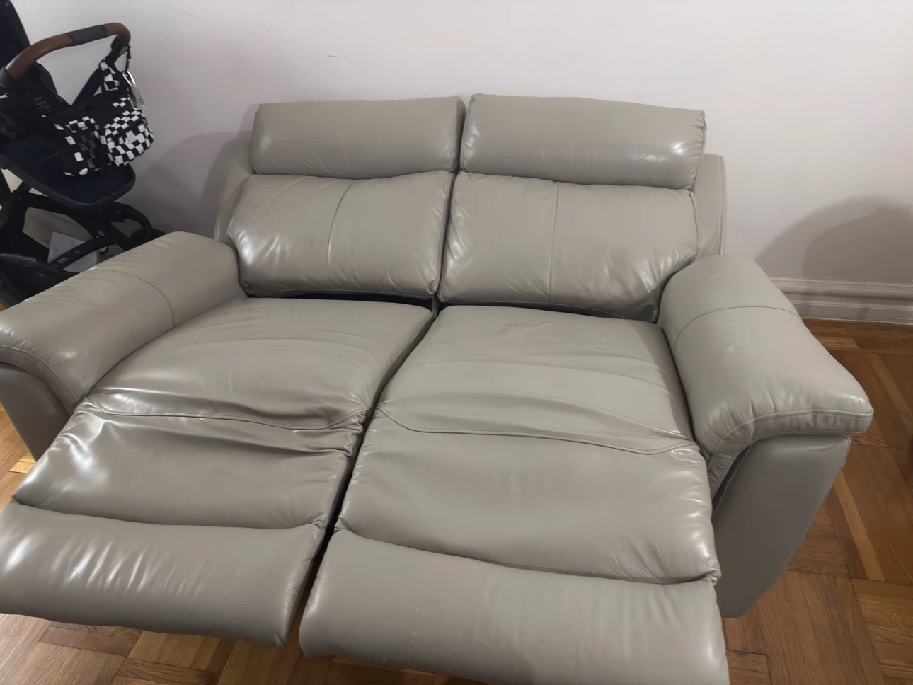 Gray Leather Power Reclining Sofa - photo 2
