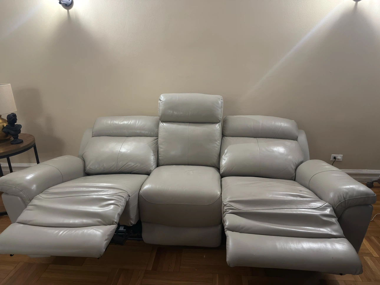 Gray Leather Power Reclining Sofa - photo 3