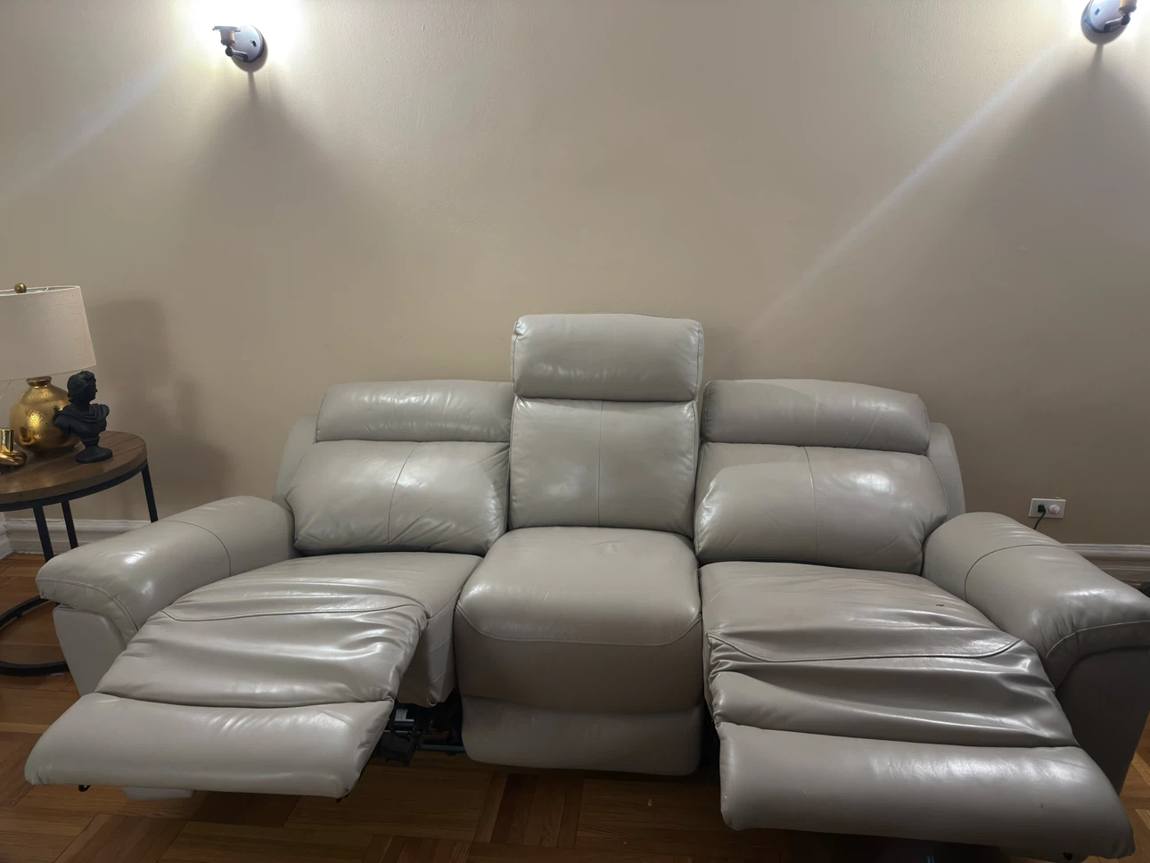 Gray Leather Power Reclining Sofa - photo 4