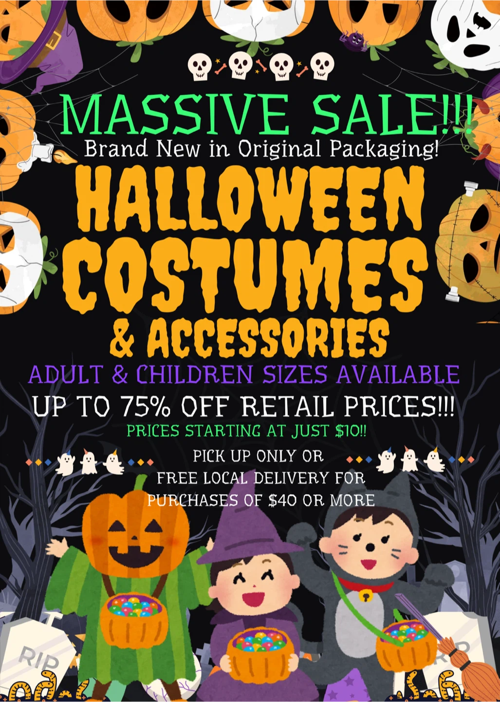 BRAND NEW HALLOWEEN COSTUMES & ACCESSORIES!