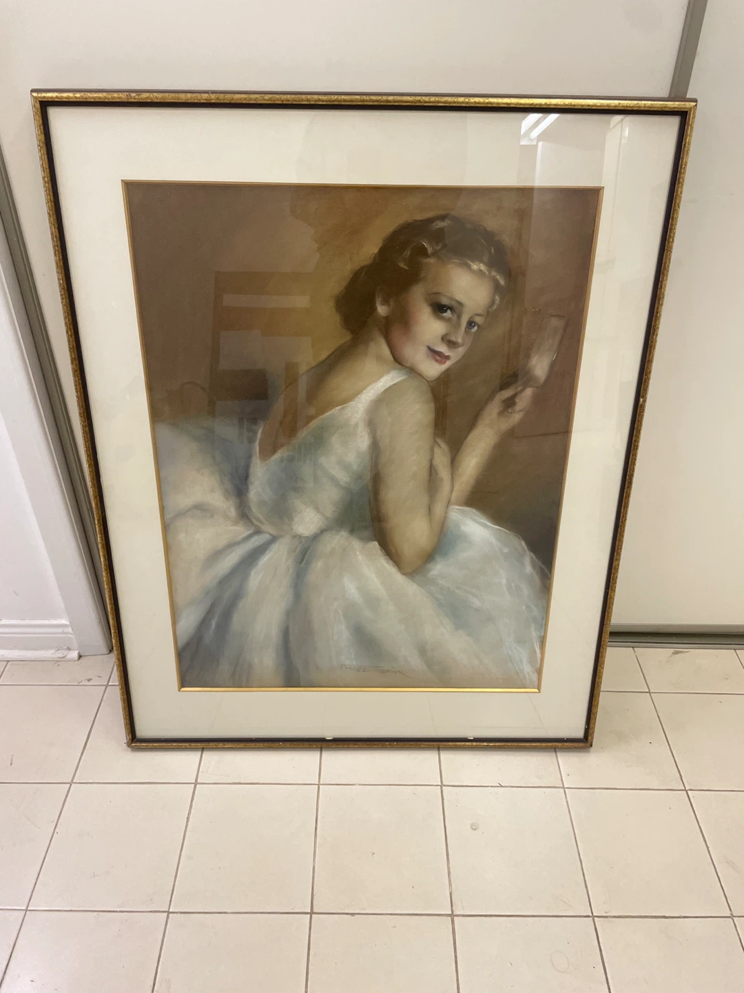 Balerina-by  Pan Fried-Vintage Framed Pastel Portrait