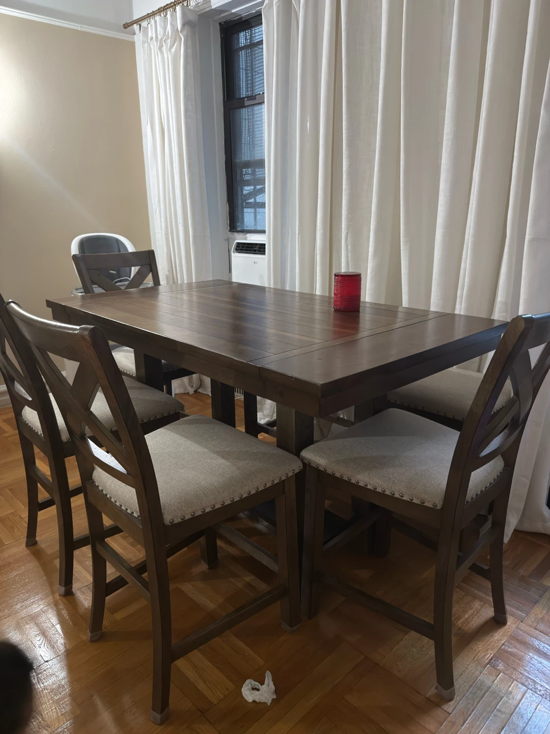 Dark Wood Dining Table and 4 Chairs and bench. - photo 2