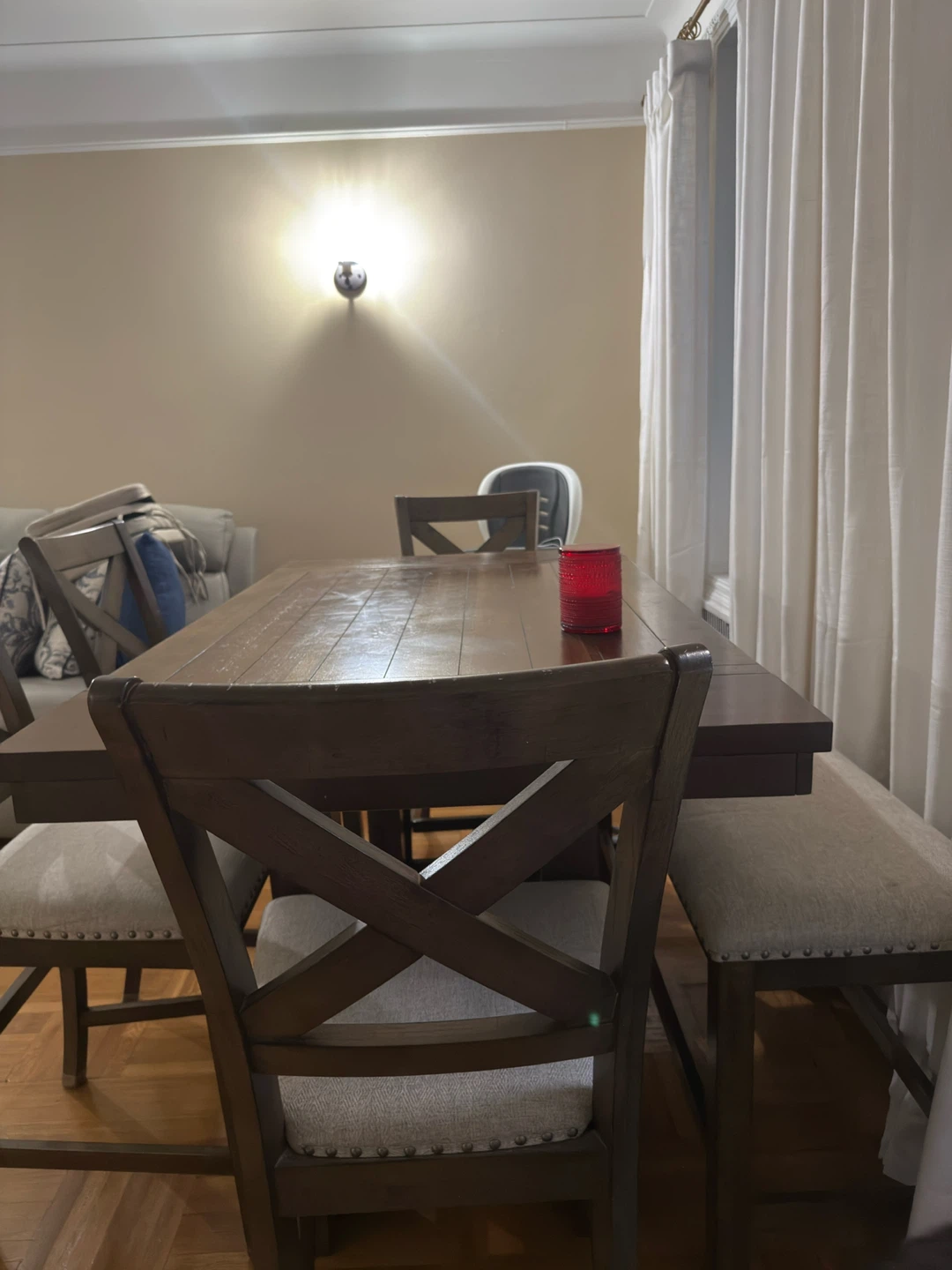 Dark Wood Dining Table and 4 Chairs and bench. - photo 4