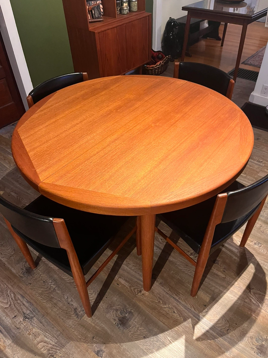 Restored Round Teak Dining Table by Vejle Stole