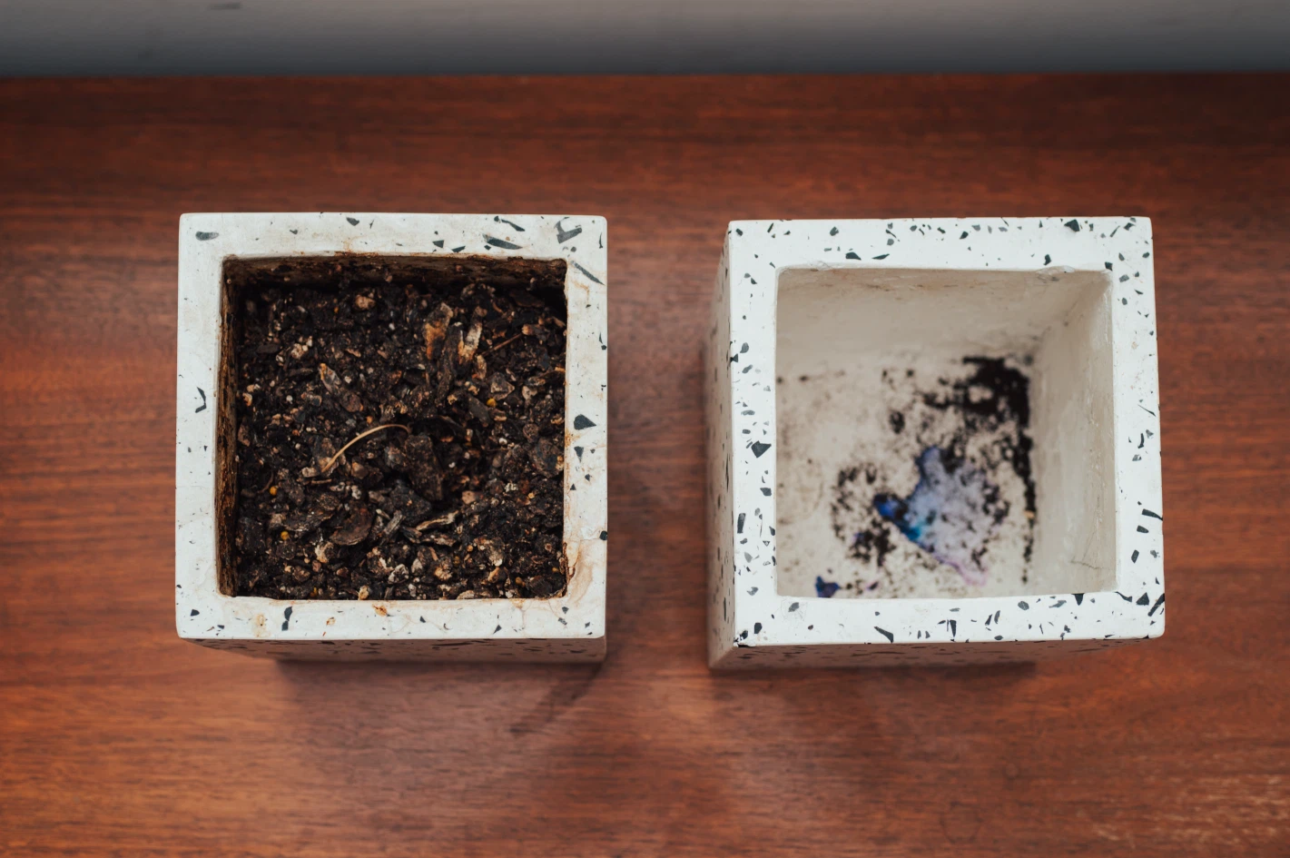 Pair of CB2 Terrazzo Cube Planters – 8” - photo 3