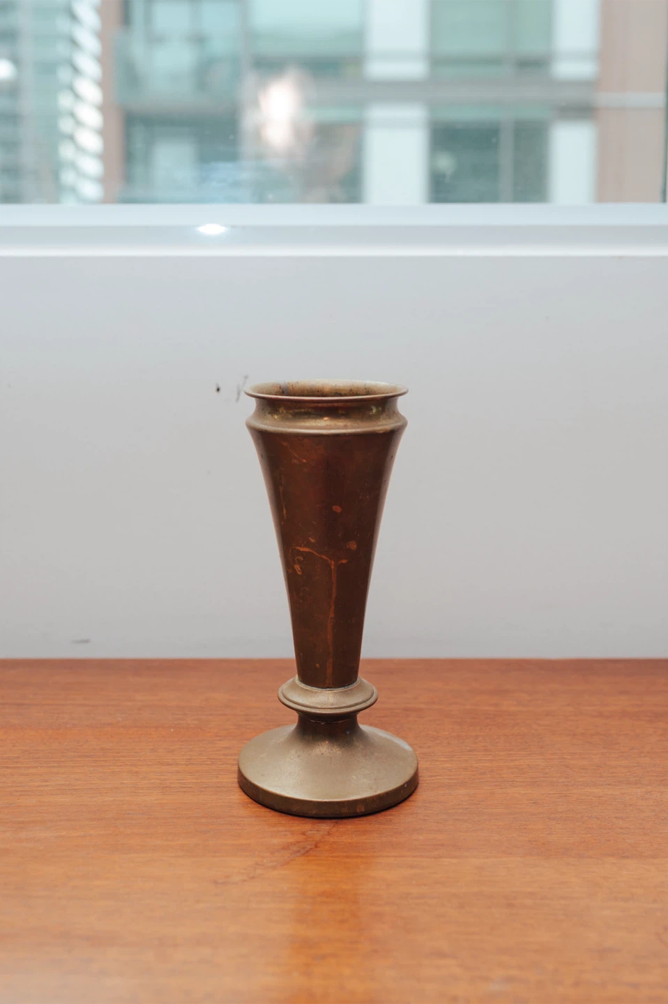 Vintage Brass / Bronze Trumpet Vase – 11”