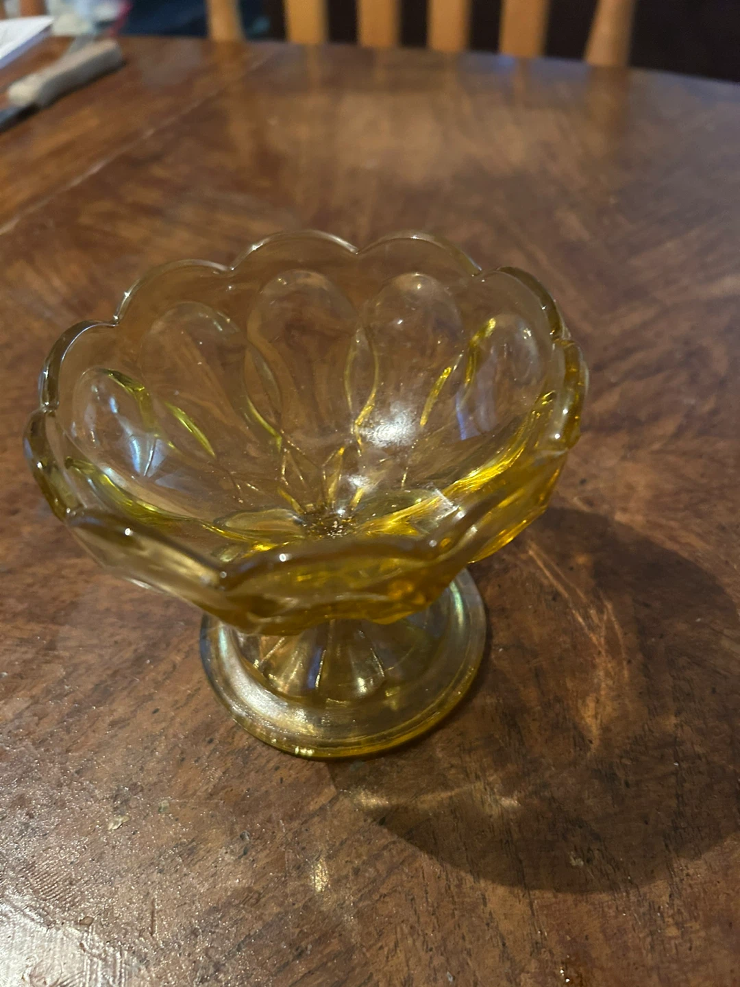 Amber Glass Pedestal Dessert Dish