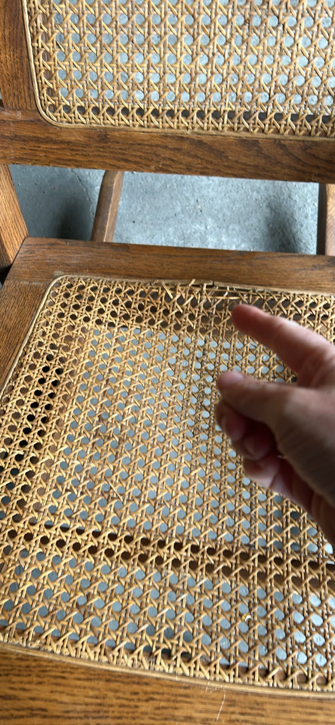 Vintage Oak Rocking Chair with Cane Detail - photo 5