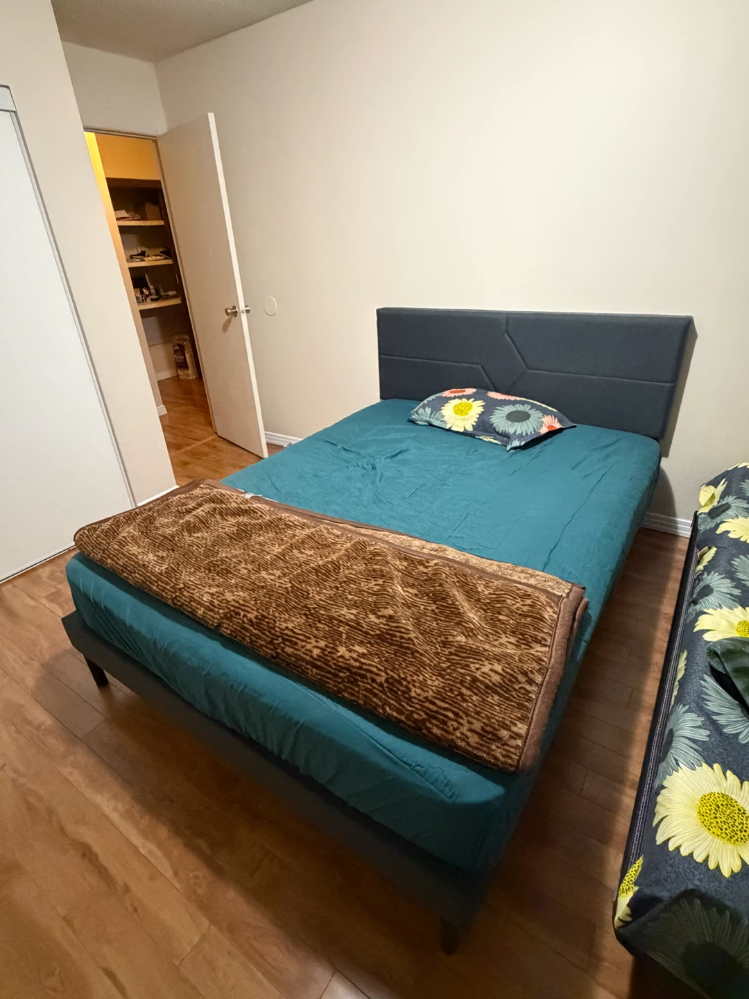 Queen Sized Bed with Modern Grey Upholstered Bed Frame - photo 2