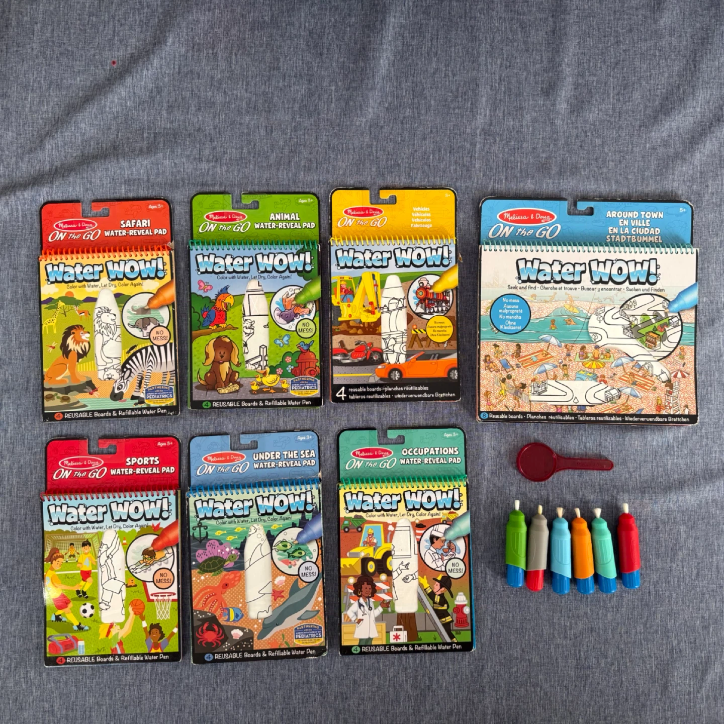Lot of 7 Melissa & Doug Water Wow Reusable Activity Pads