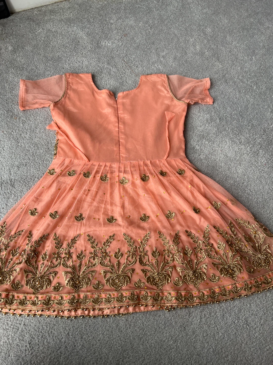 Girls Peach Embroidered Ethnic Set - photo 2