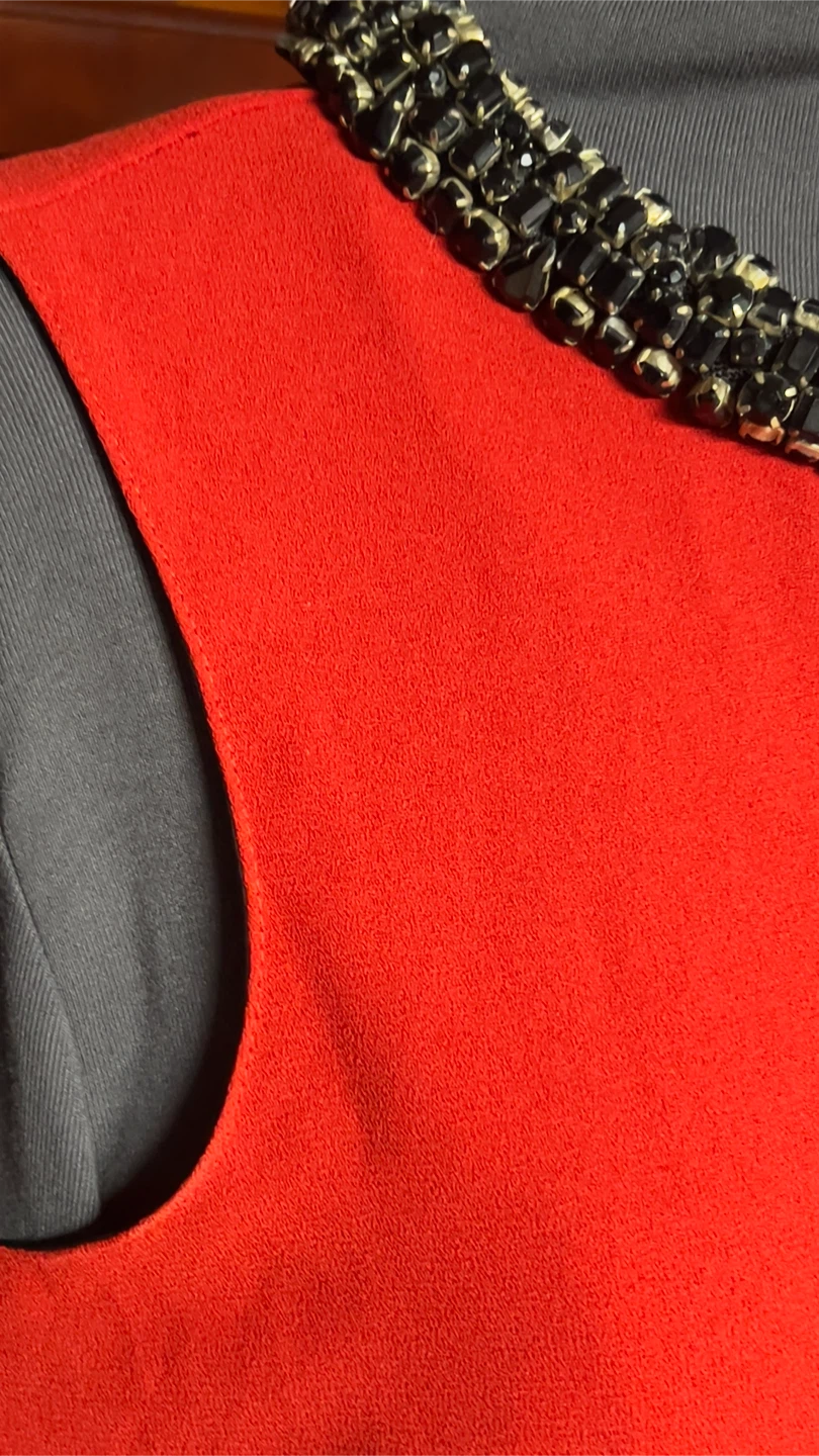 Zara Woman Sleeveless Red and Black Embellished Top - photo 5