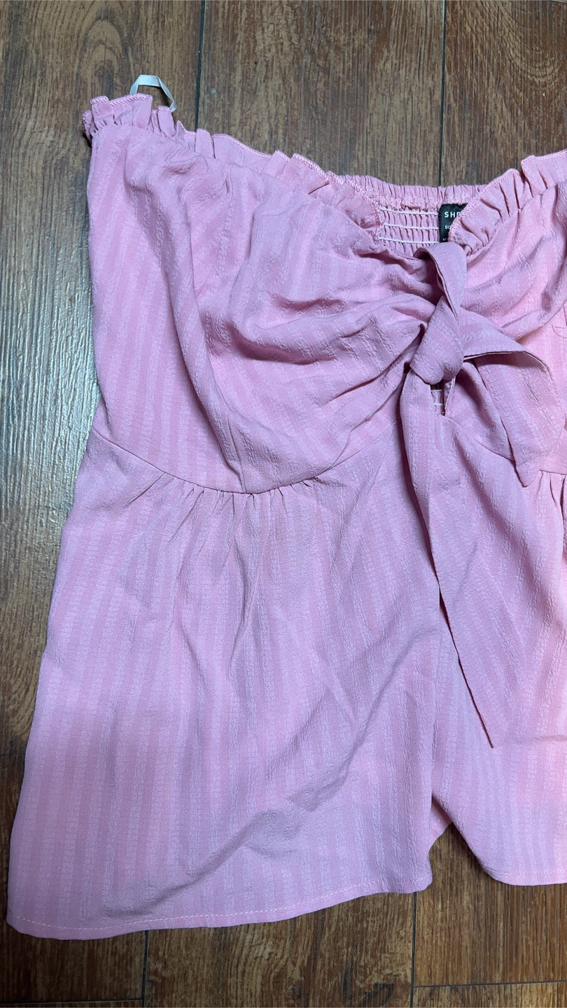 SHEIN Pink Strapless Tie-Front Top - photo 2