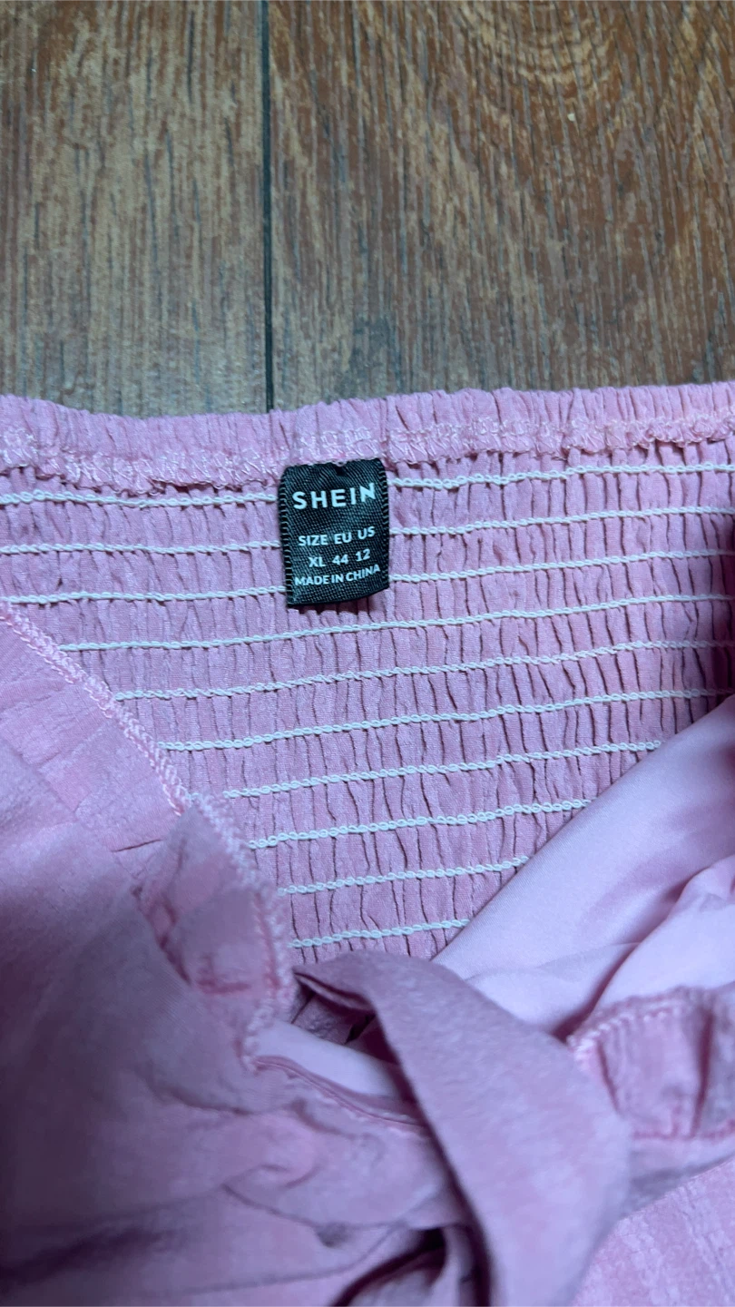 SHEIN Pink Strapless Tie-Front Top - photo 3