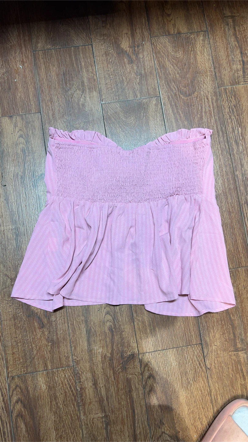 SHEIN Pink Strapless Tie-Front Top - photo 5
