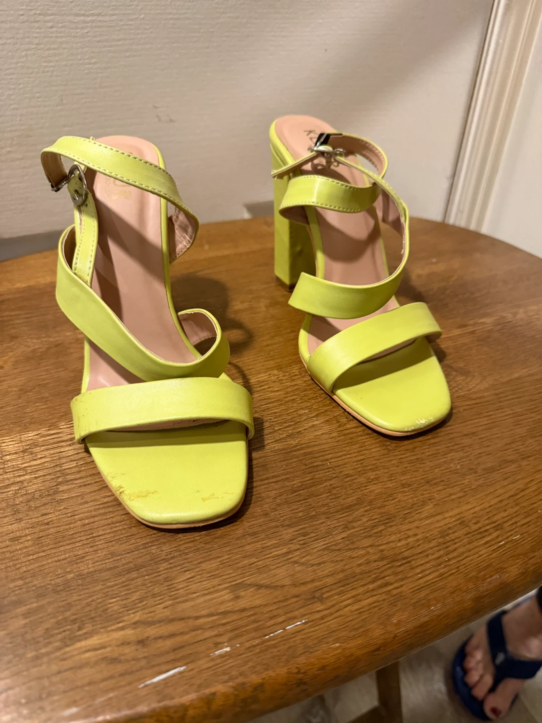 Klaur Melbourne Neon Yellow Block Heels