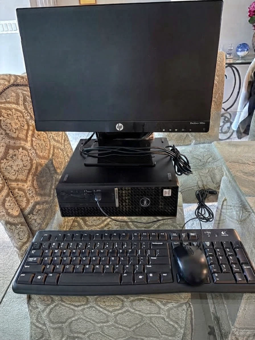 Dell OptiPlex 5080 Desktop with HP Monitor and Keyboard