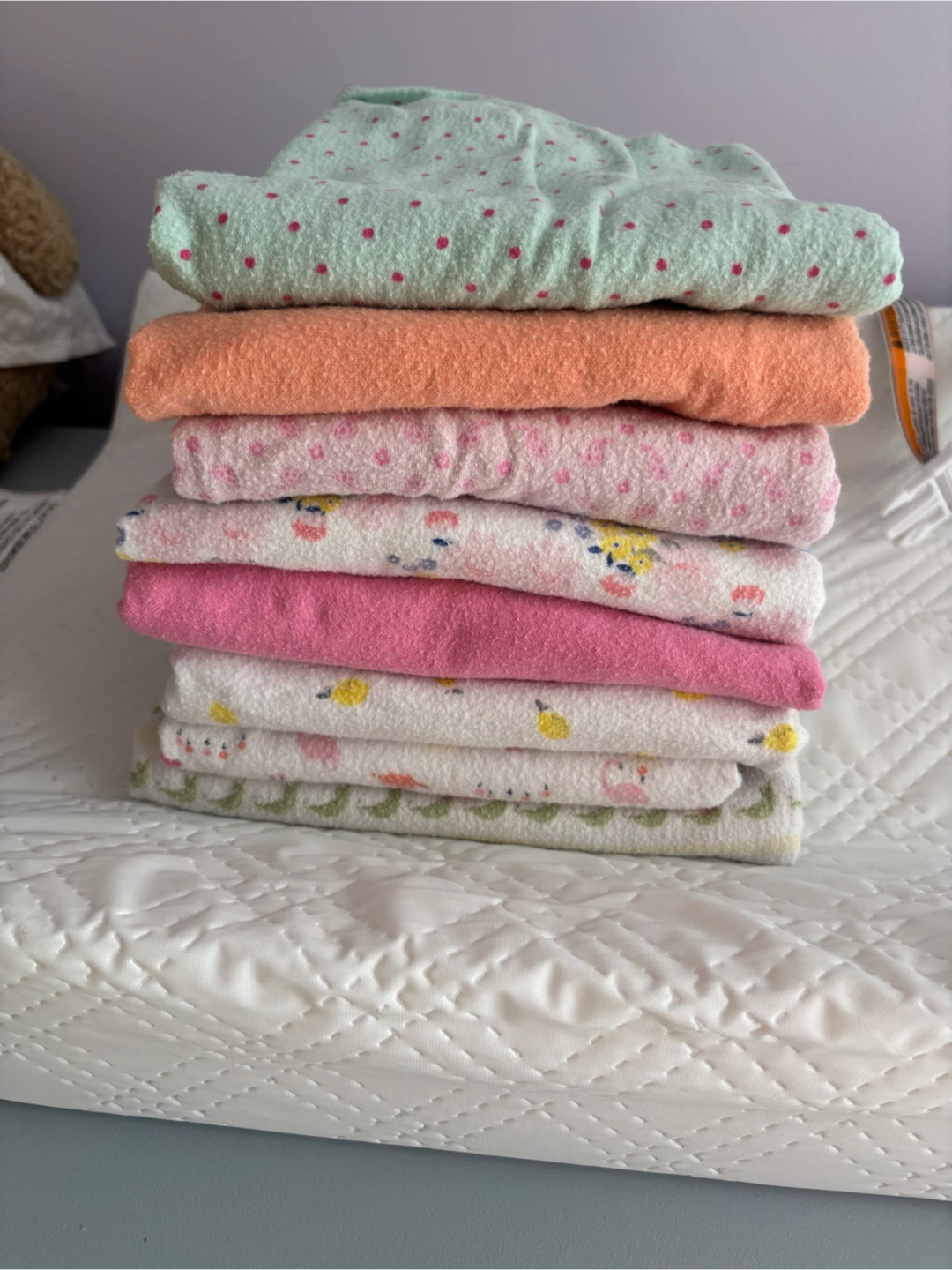 Set of 8 Flannel Baby Receiving Blankets