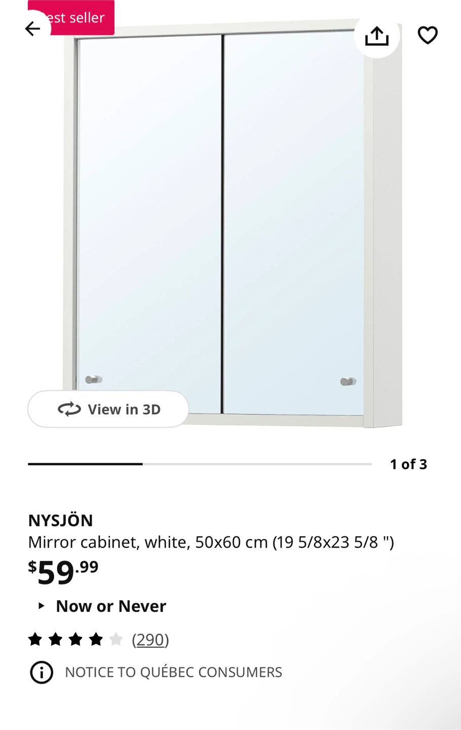 IKEA NYSJÖN mirror cabinet - photo 5