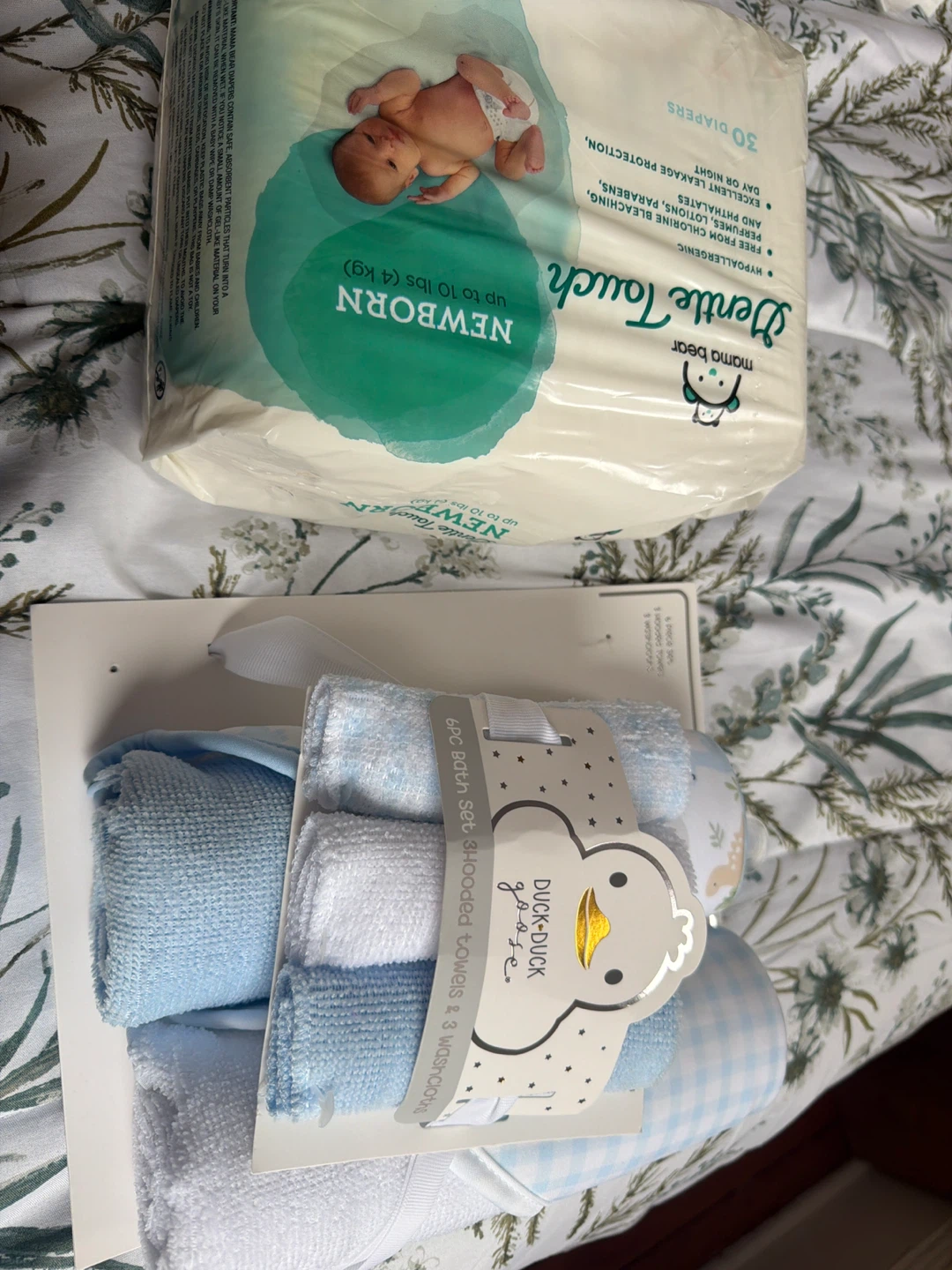 Mama Bear Newborn Diapers and Duck Duck Goose Bath Set