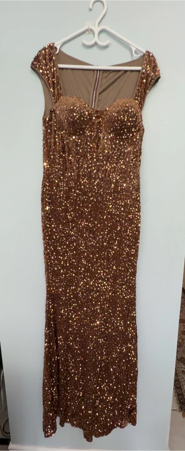 Bronze Sequin Evening Gown
