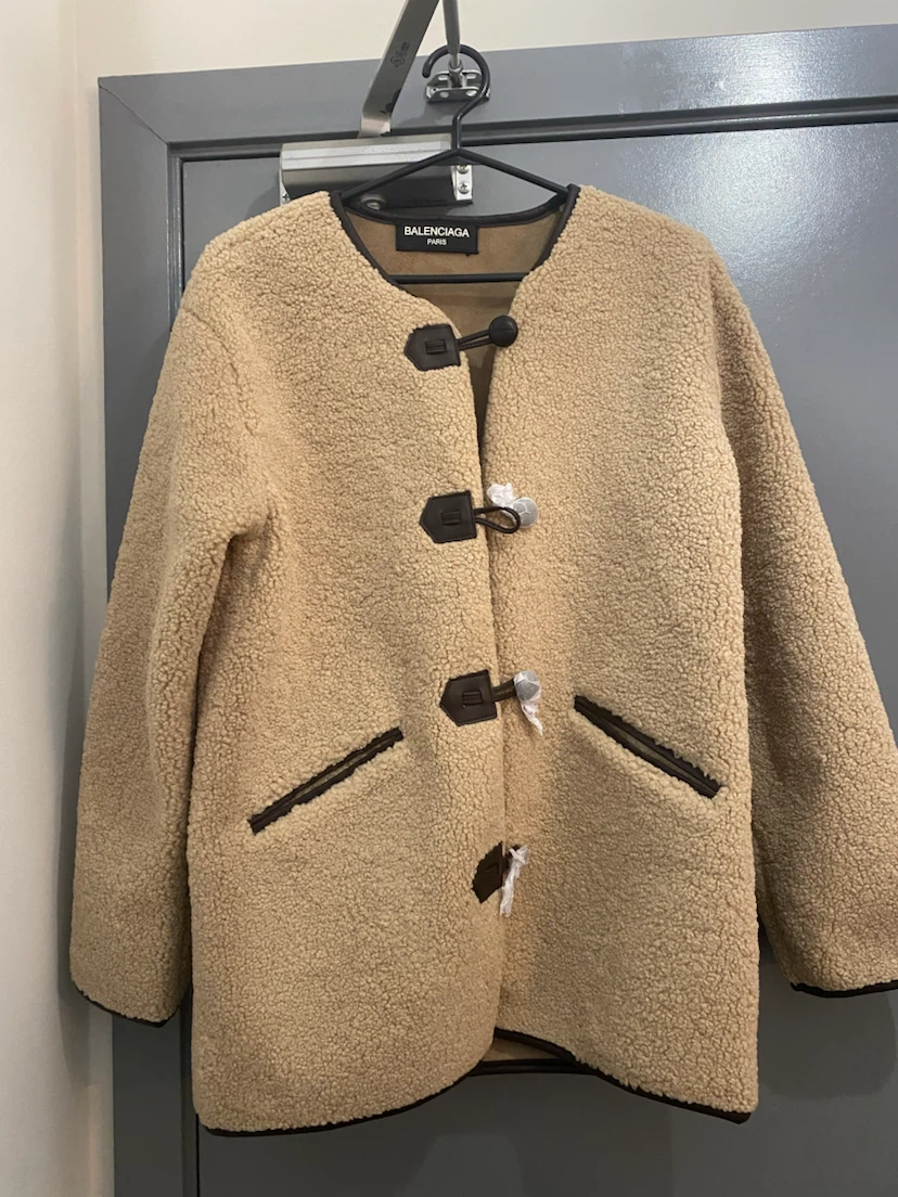 Balenciaga Beige Sherpa Toggle Jacket