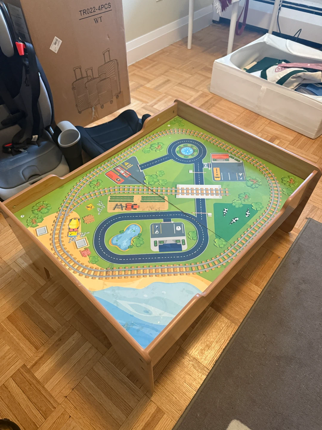 Wooden Train and Play Table