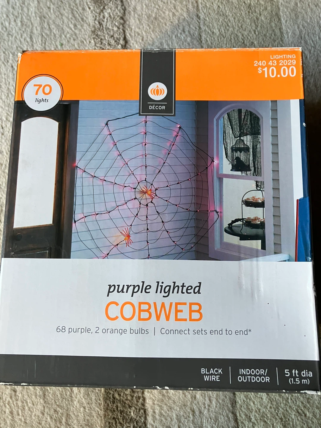 Purple Lighted Cobweb Decoration