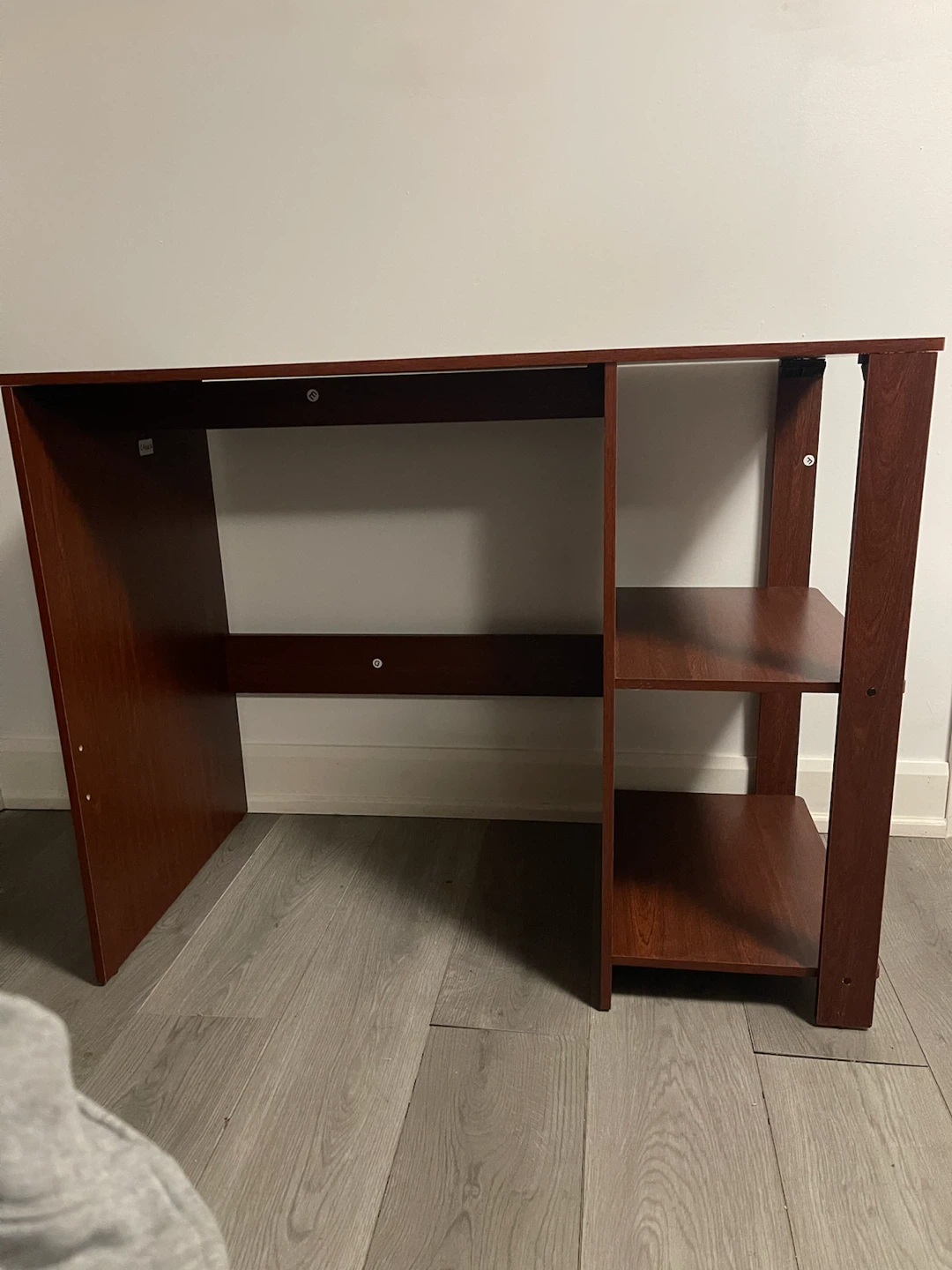 Wood Grain Desk with Side Shelving