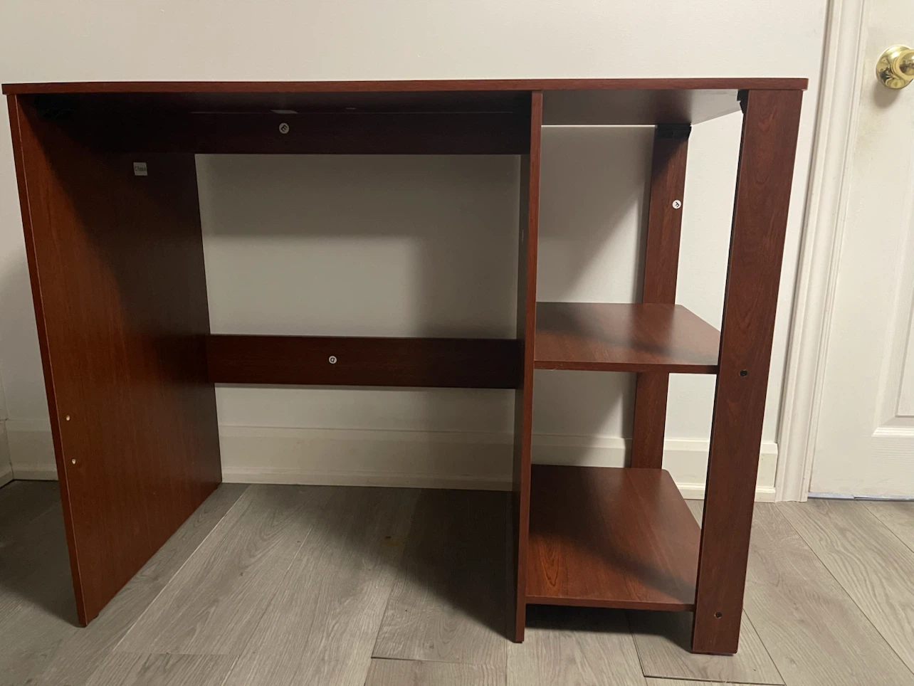 Wood Grain Desk with Side Shelving - photo 2