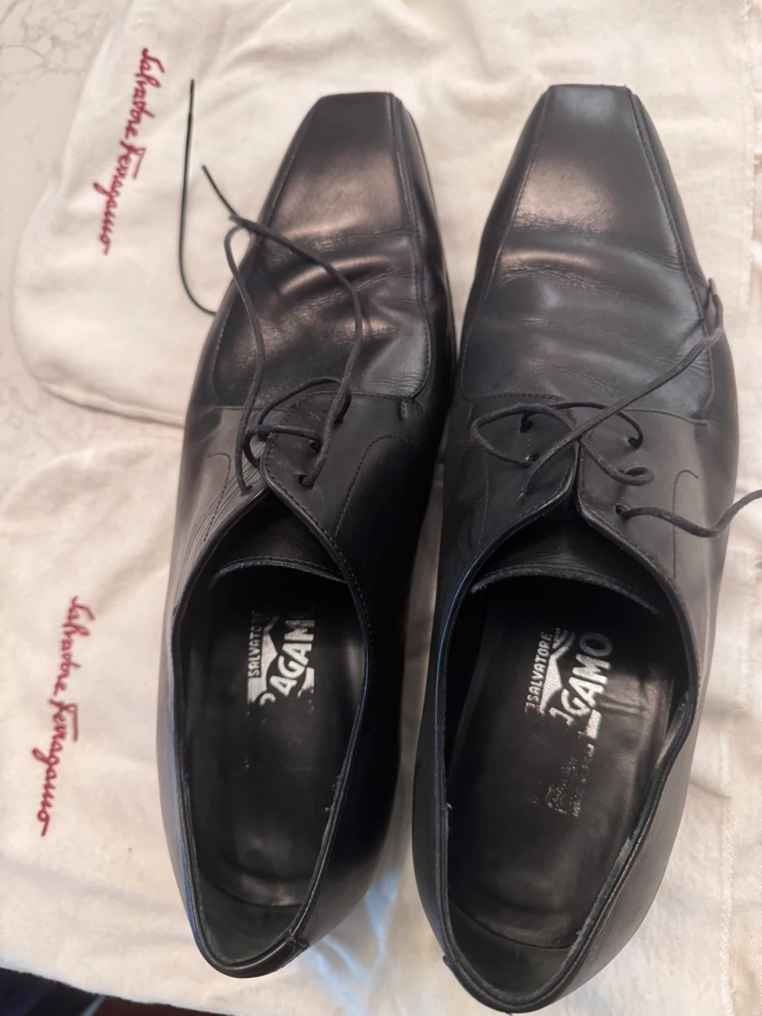 Salvatore Ferragamo Black Leather Dress Shoes