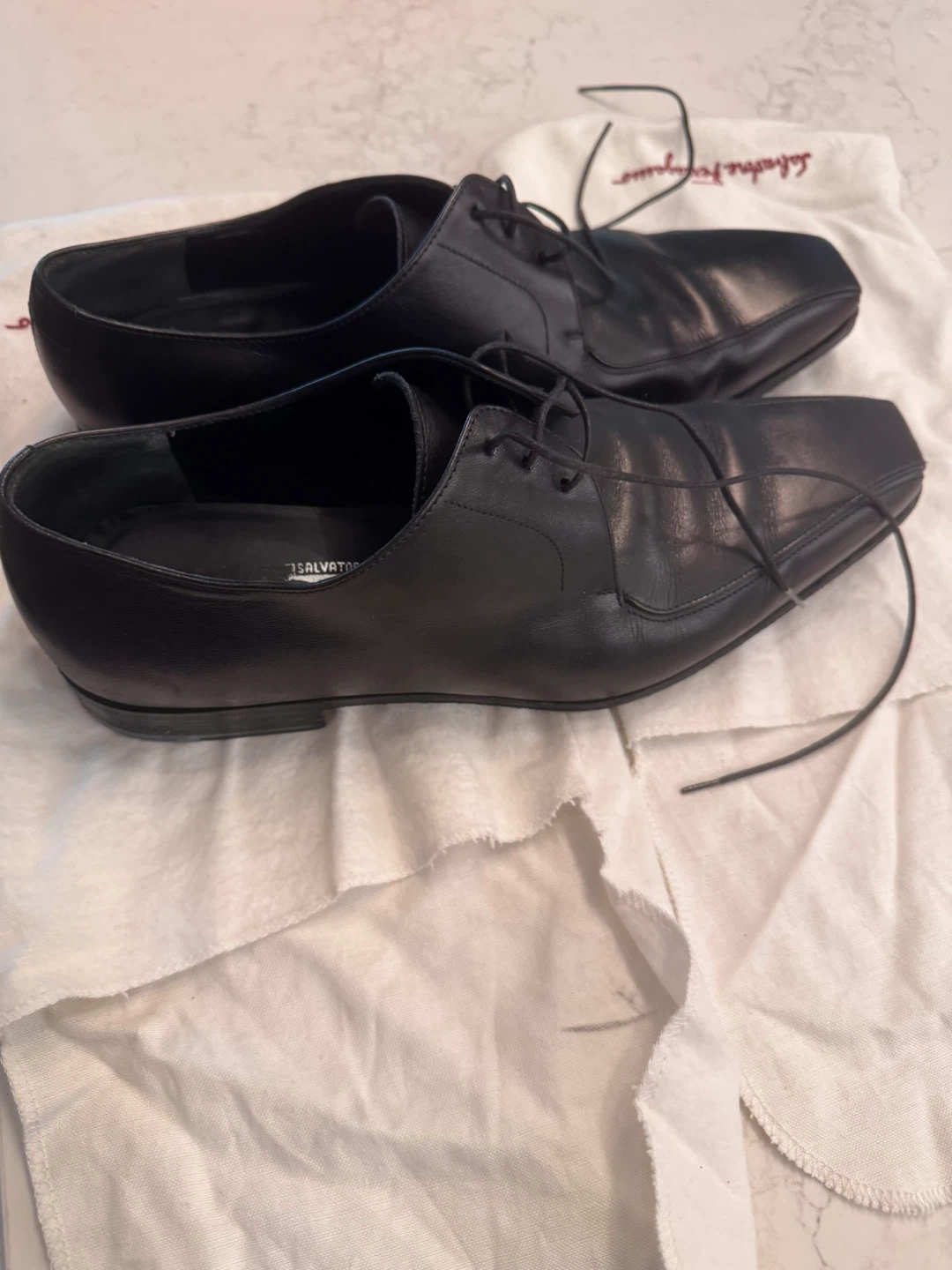 Salvatore Ferragamo Black Leather Dress Shoes - photo 2