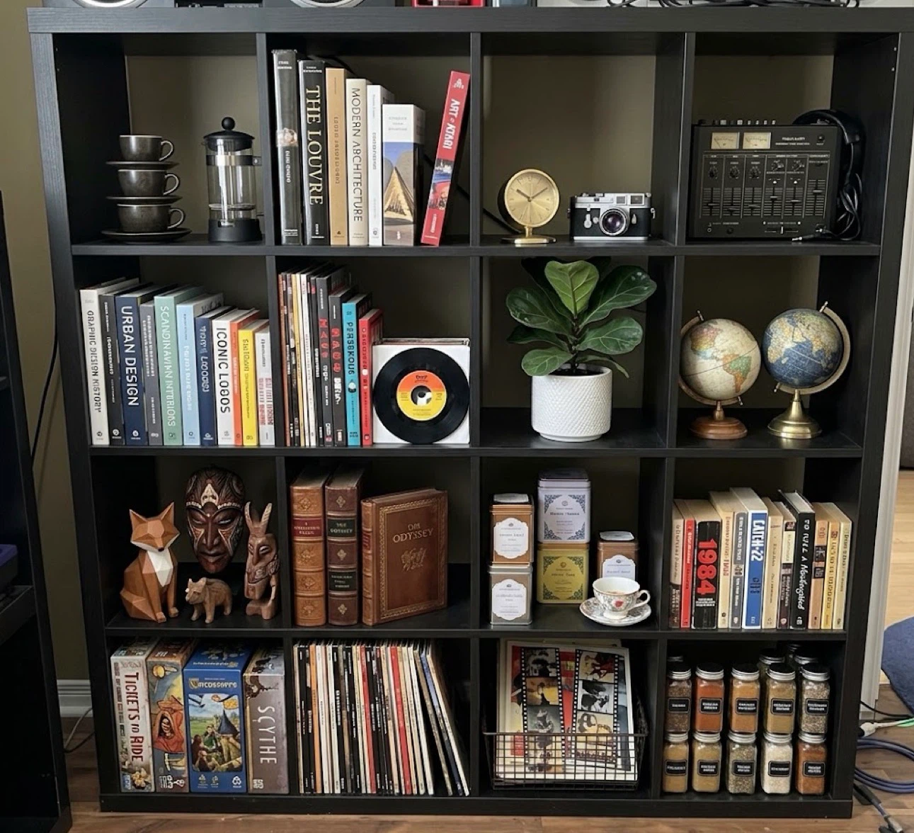 IKEA Kallax Shelving Unit 4x4 Black-Brown