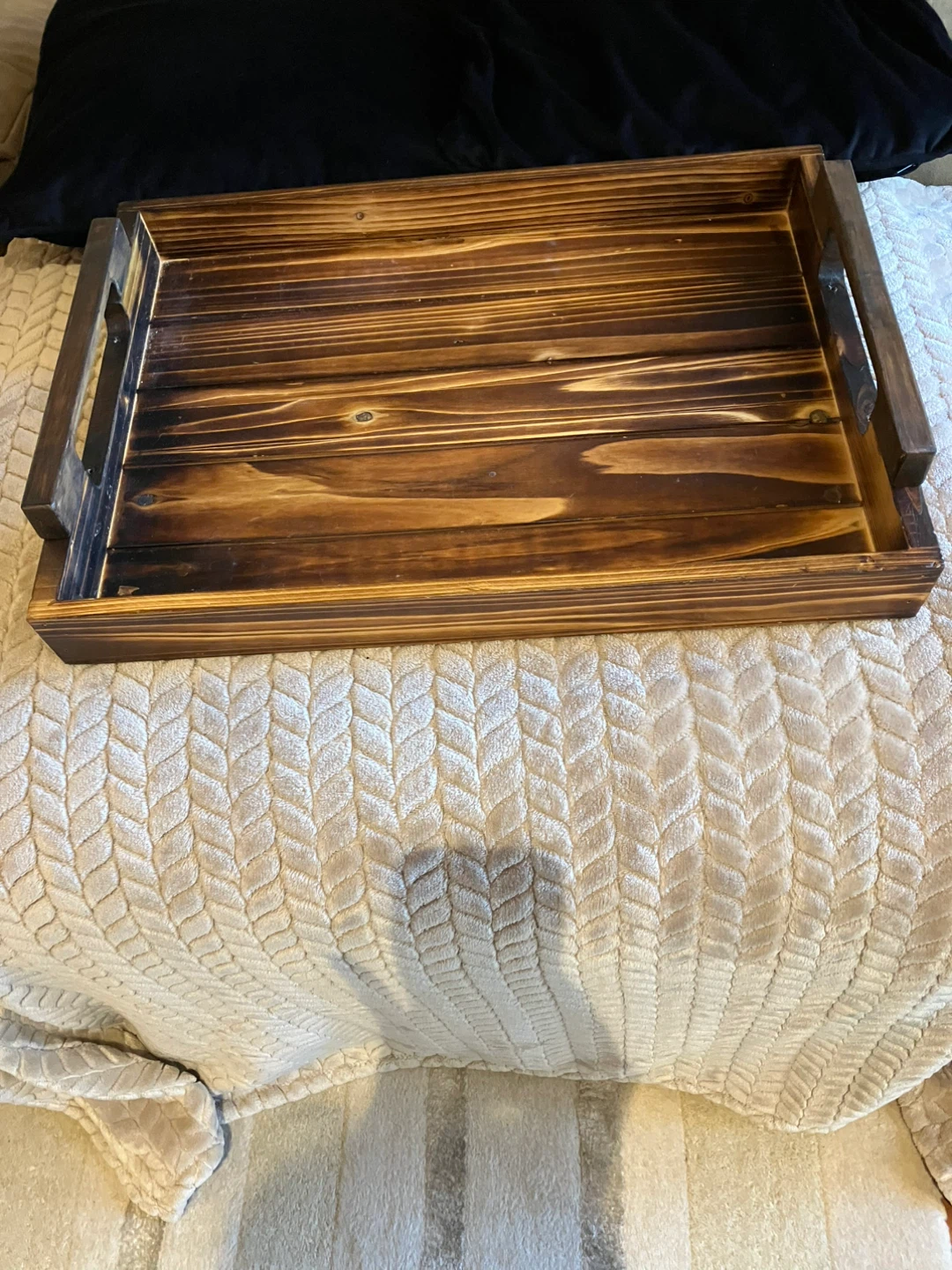 Rustic Dark Wood Serving Tray