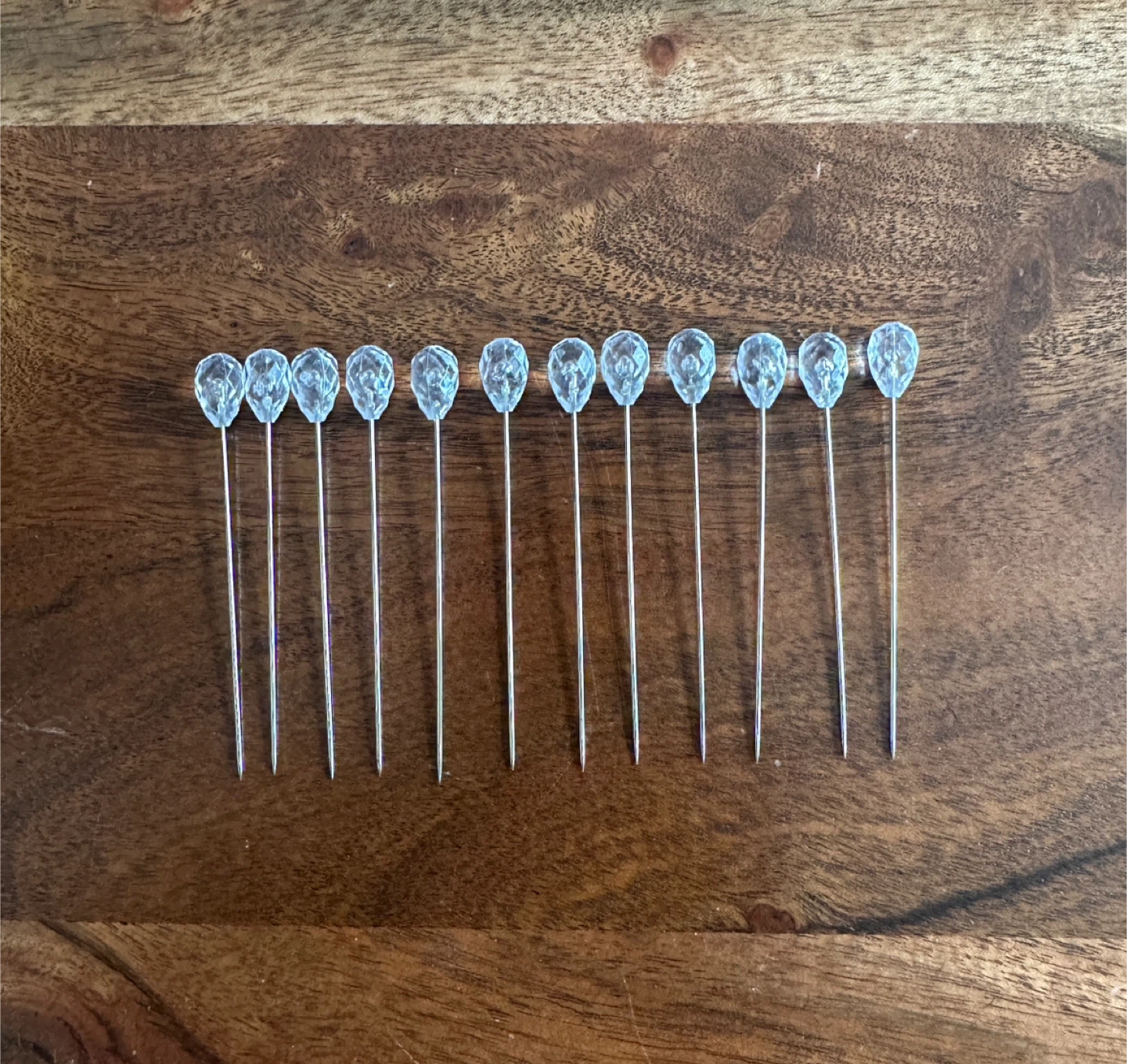 Set of 12 Crystal Head Steel  Pins