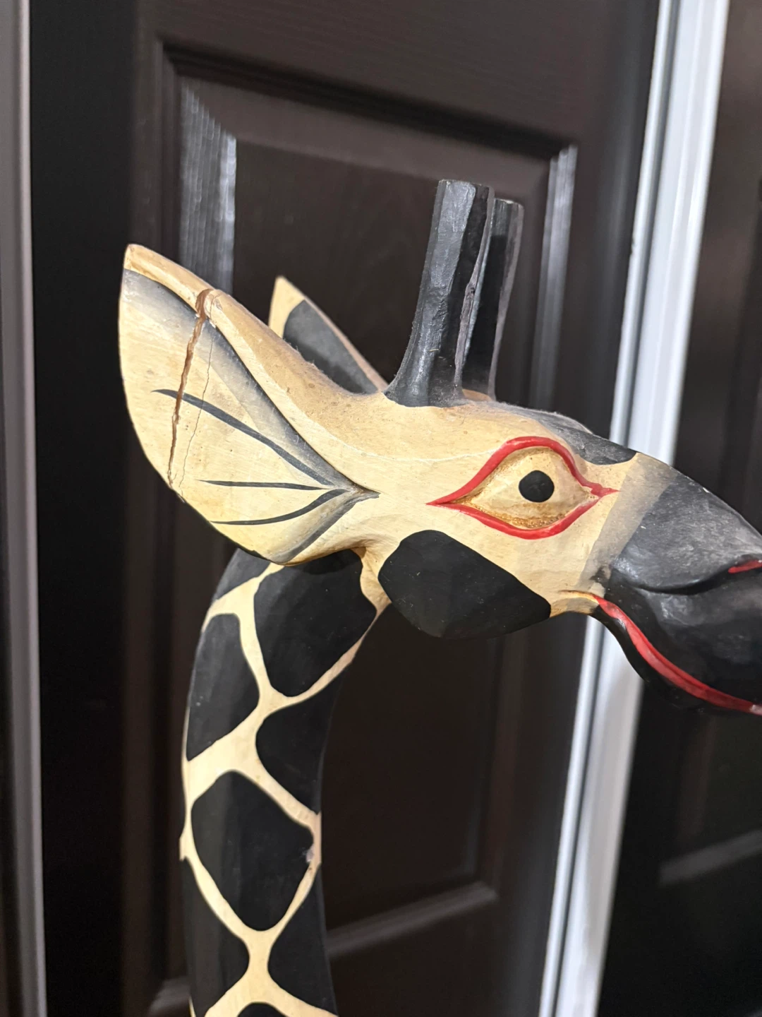 Hand-Carved Wooden Giraffe Statues Set - photo 5