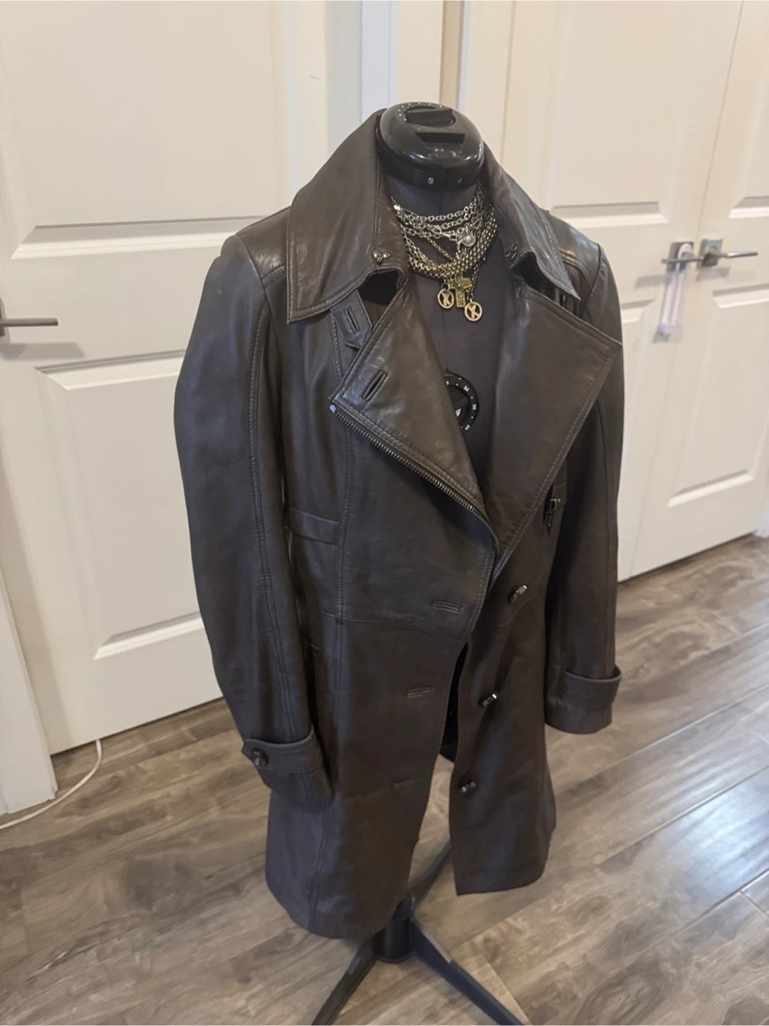 Bod & christensen Brown Leather Double-Breasted Trench Coat - photo 2