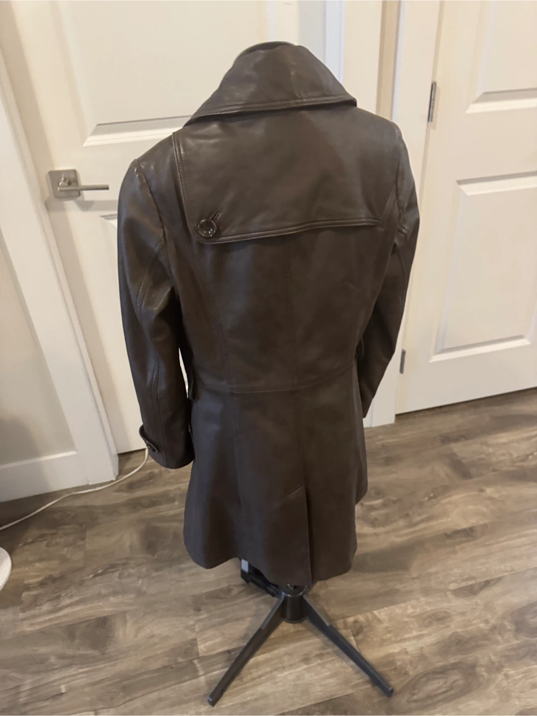 Bod & christensen Brown Leather Double-Breasted Trench Coat - photo 4
