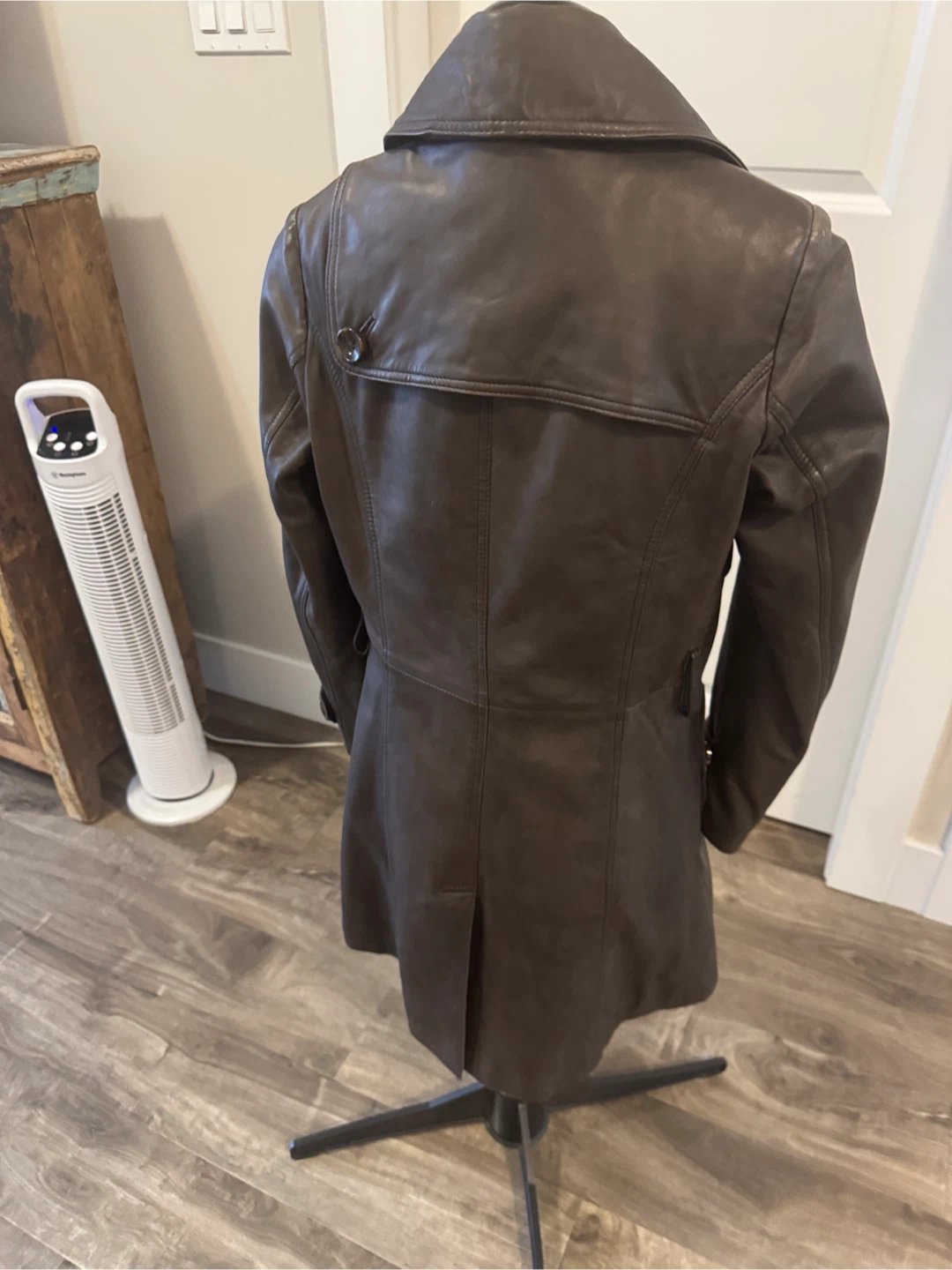 Bod & christensen Brown Leather Double-Breasted Trench Coat - photo 5
