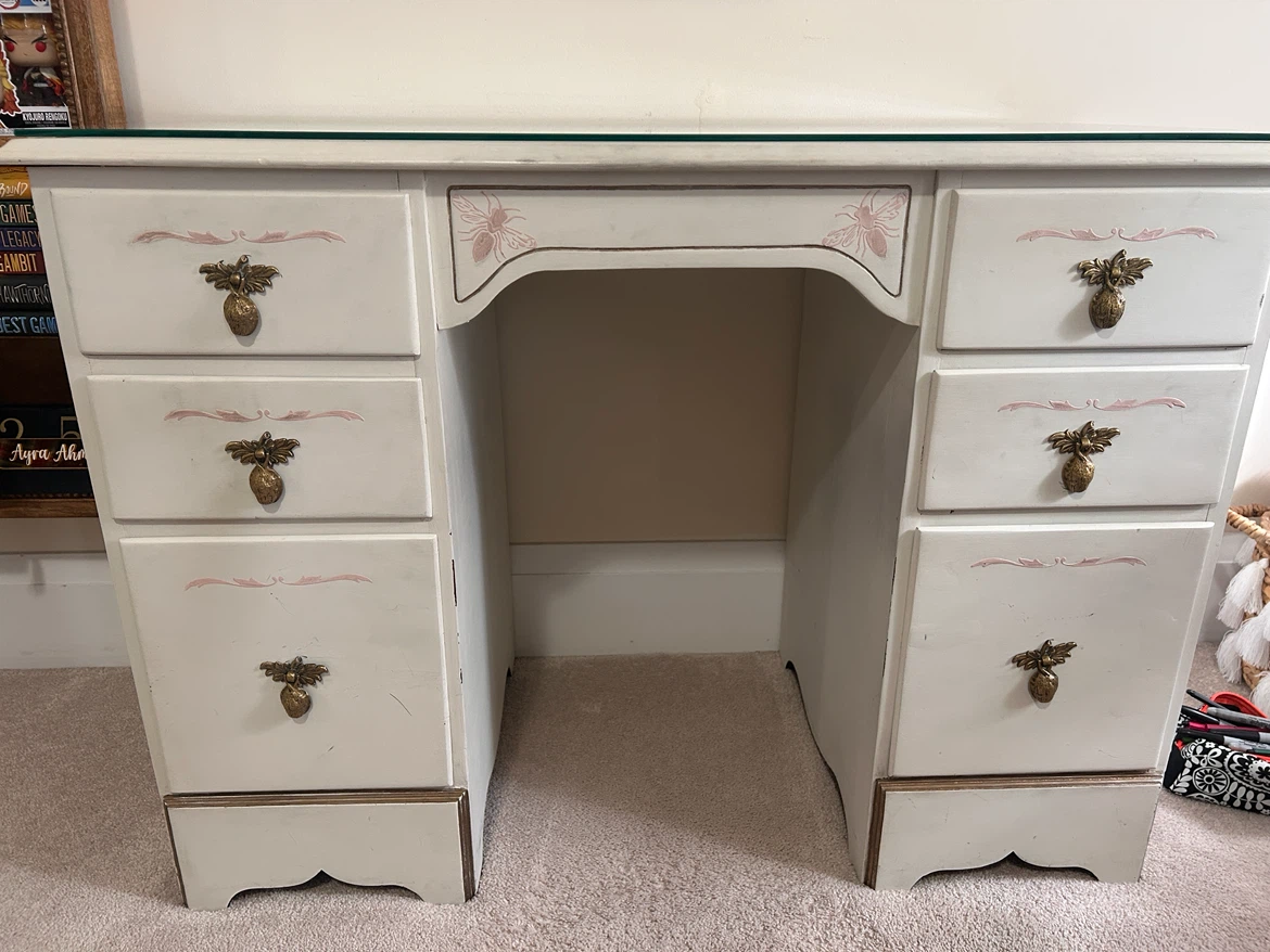 Vintage Painted Wooden Vanity Desk